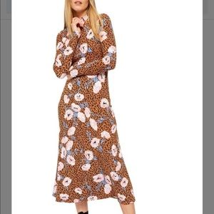 Free people Mock Neck Leopard Print Maxi